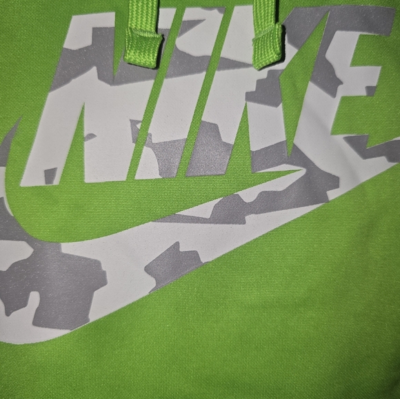 NIKE Mens Therma Fit Pullover Fleece Camo Swoosh Hoodie Sweater Green Small - Picture 4 of 7
